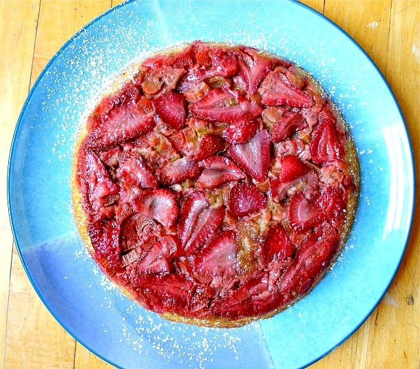 strawberry rhubarb upside down cake