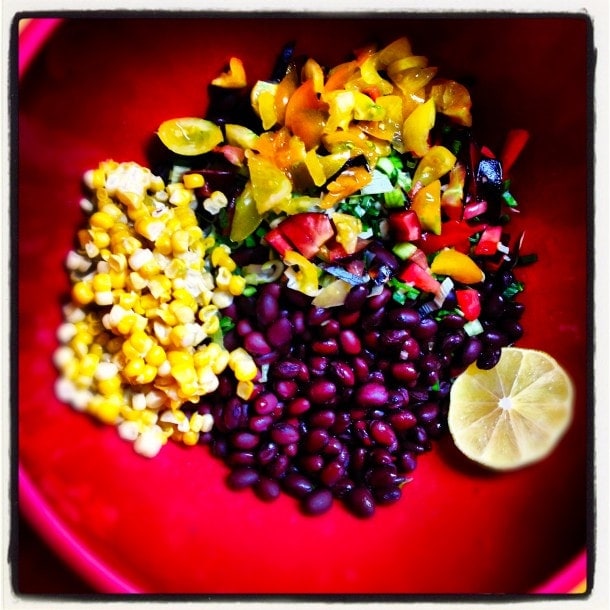 Beginnings of Black Bean and Corn Slaw