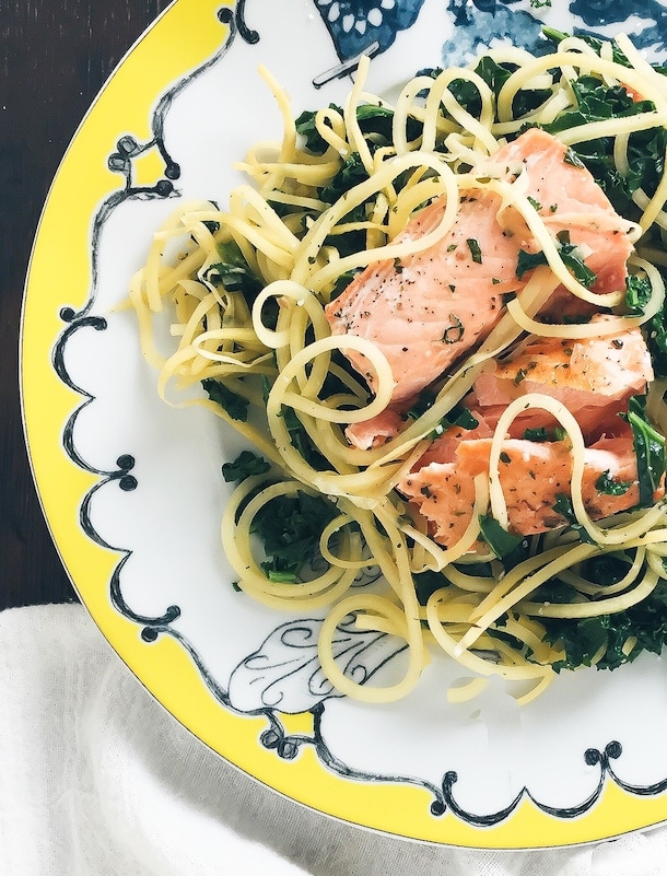 Salmon with Rutabaga Noodles & Herb Shallot Sauce {aip, paleo, gluten-free}