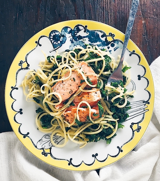 Salmon with Rutabaga Noodles & Warm Kale {aip, paleo, gluten-free}