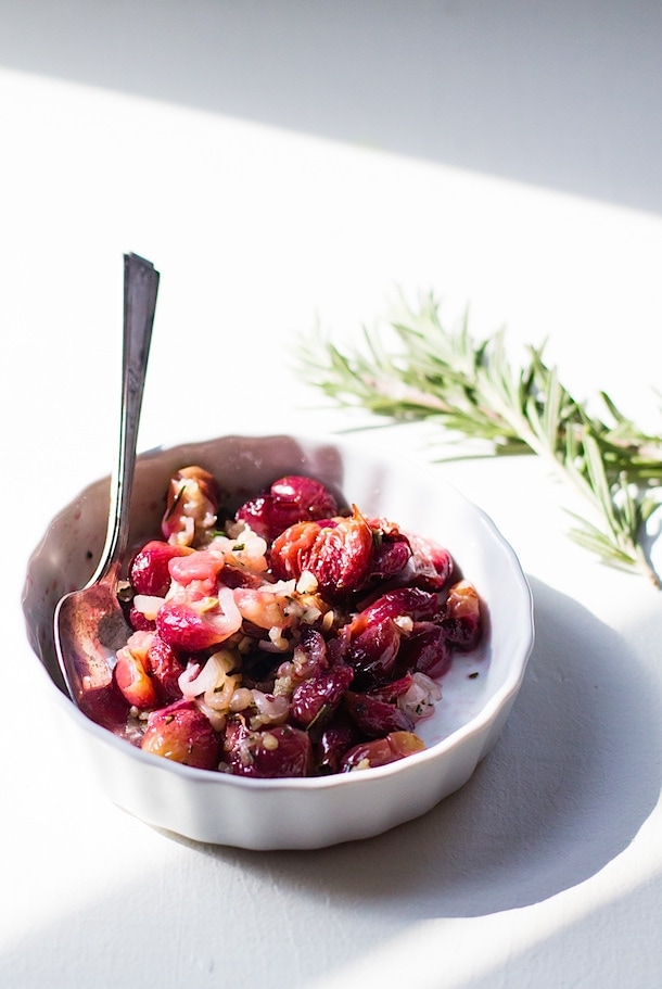 Cauliflower Steaks with Rosemary Roasted Grape Chutney