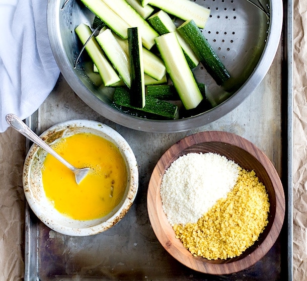 Tortilla Chip Crusted Zucchini Fries {gluten-free}