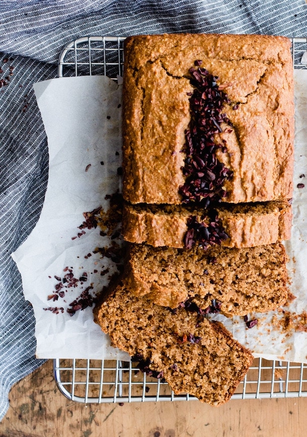 Vanilla Almond Butter Bread with Cacao Nibs. via @amandapaa