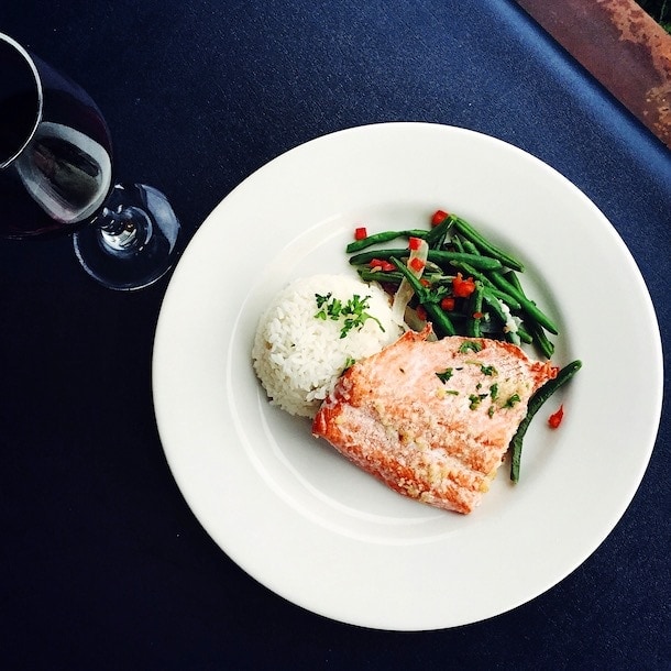 Sockeye Salmon dinner ~ Reluctant Fisherman Inn, Cordova Alaska