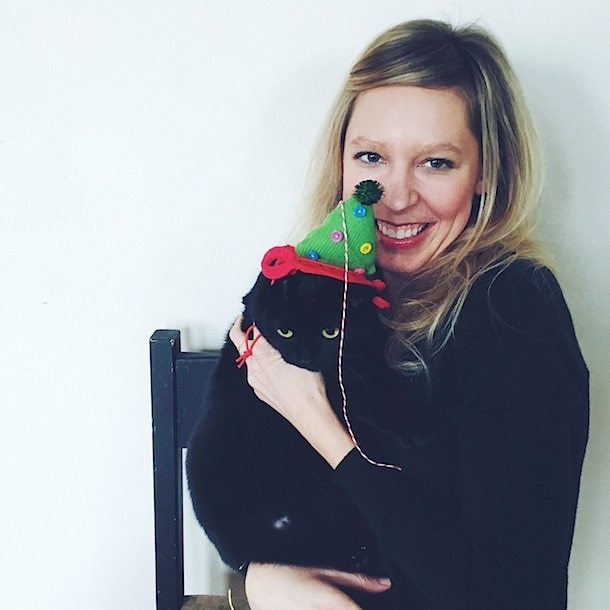 Amanda of Heartbeet Kitchen, and her cat Grace.