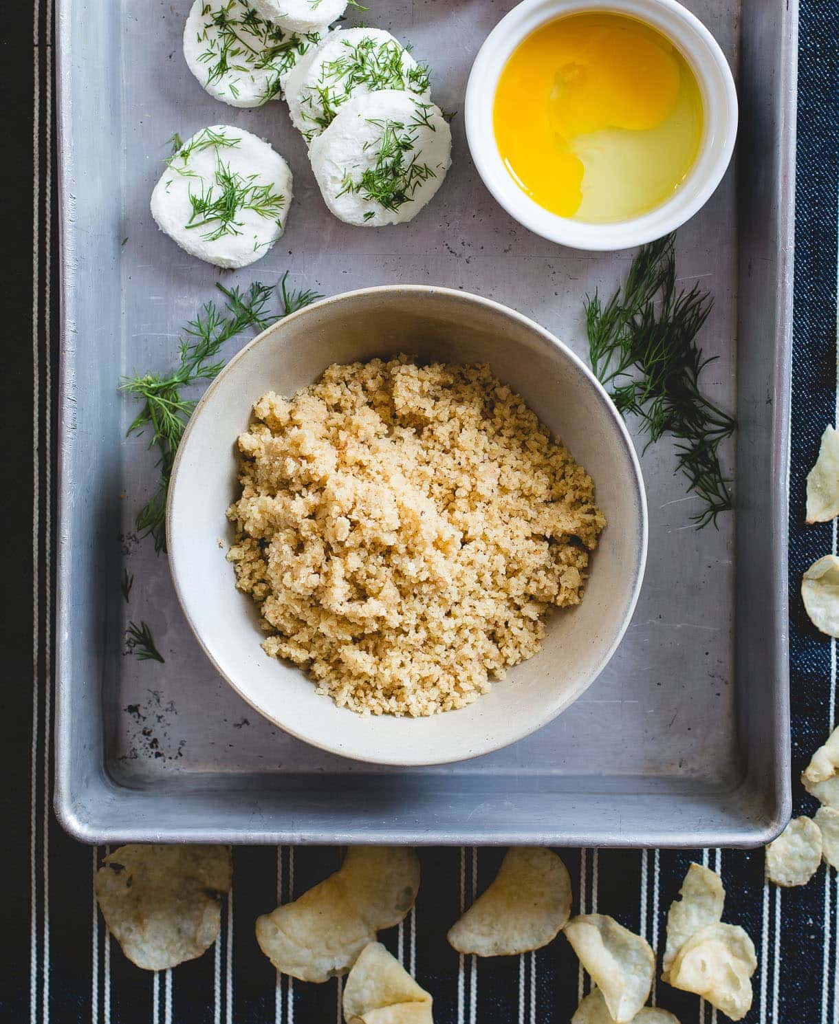 Crispy Potato Chip Crusted Goat Cheese {baked, not fried}
