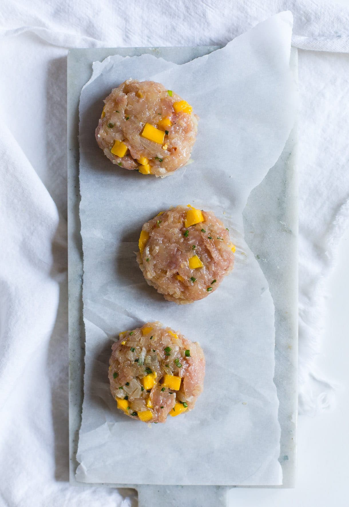 Paleo Mango Chicken Breakfast Sausages {five ingredients}