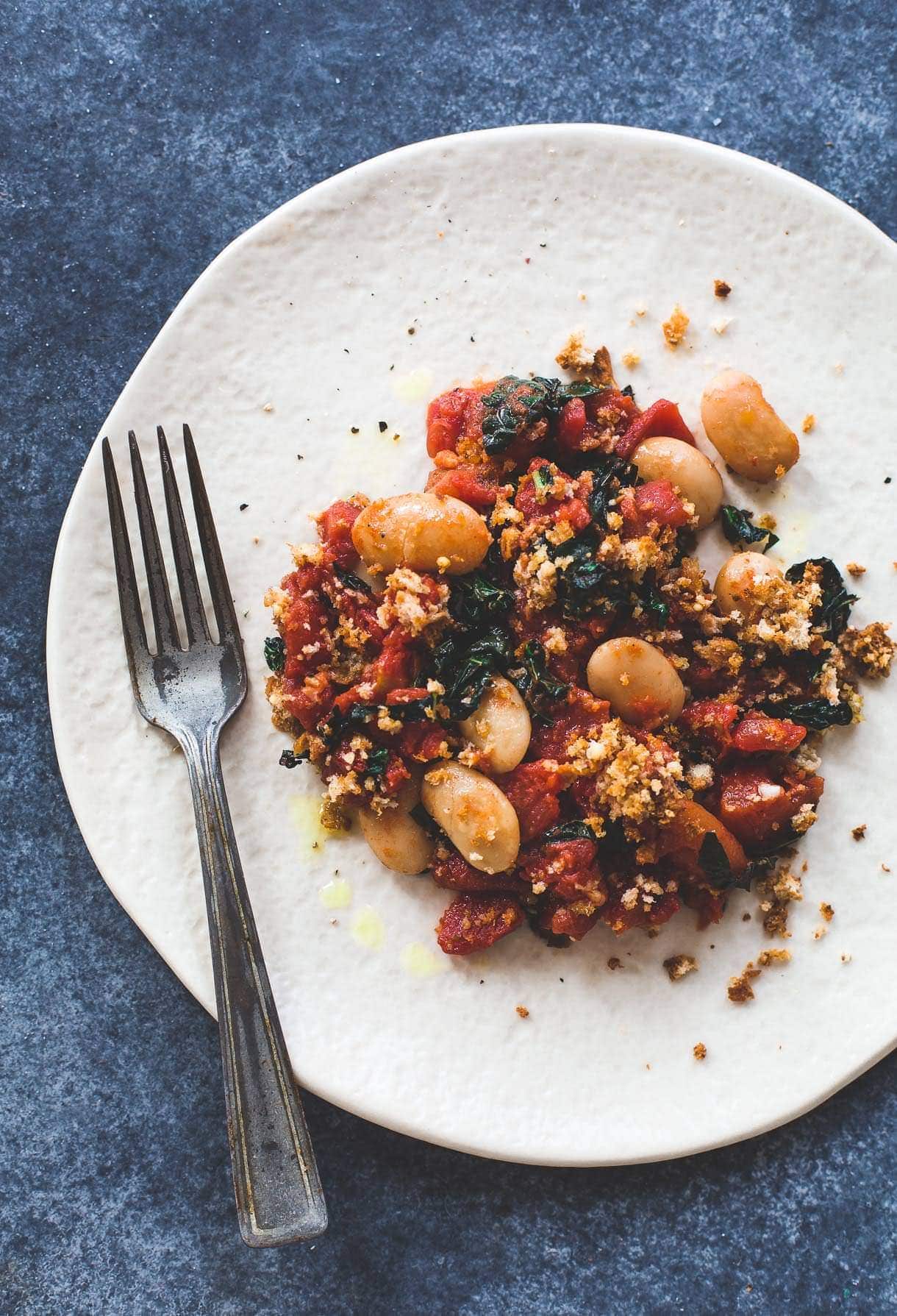 Cozy Gluten-Free Gratin with Butter Roasted Tomatoes, Beans and Kale {gluten-free}