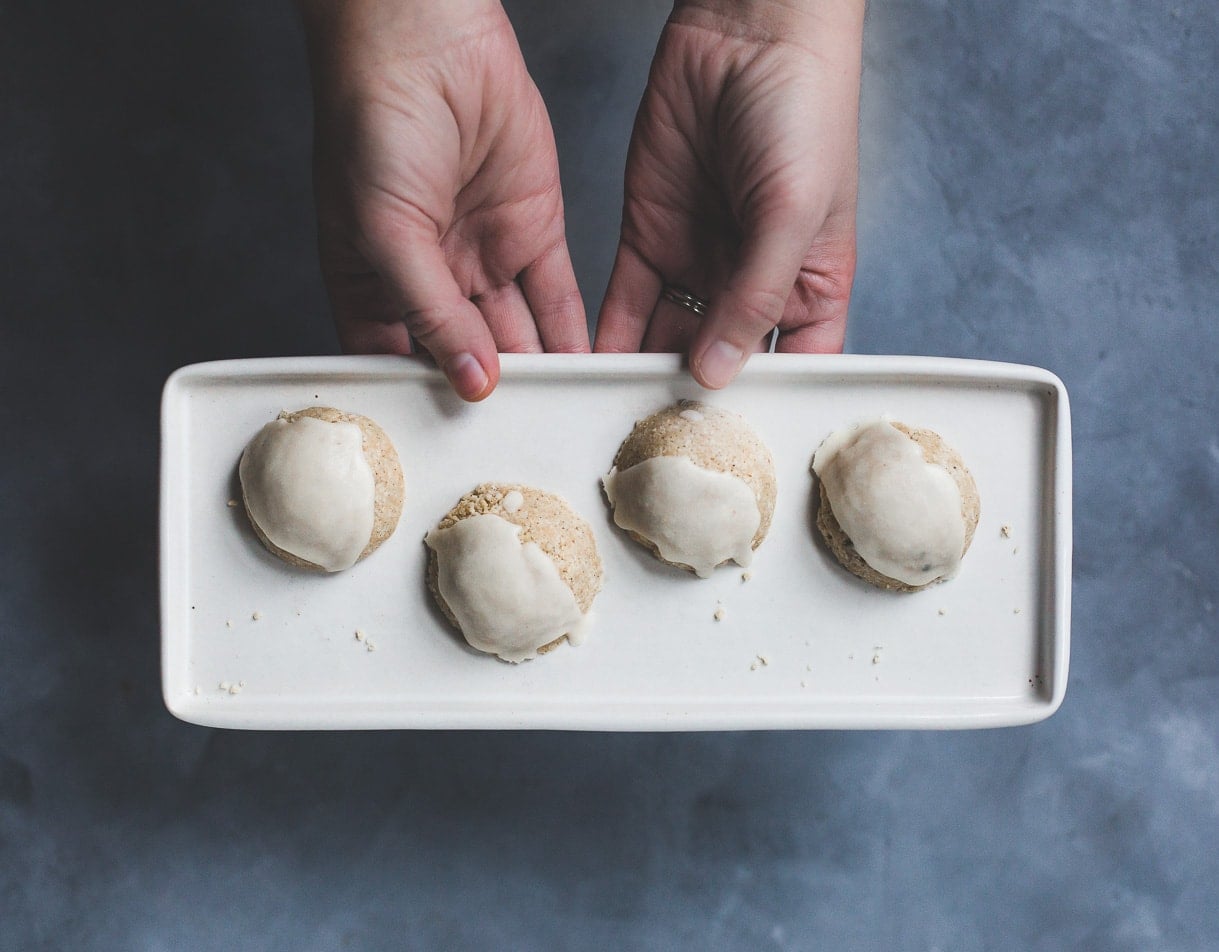 No-Bake Coconut Macaroon Snowcaps {gluten-free}, drizzled with coconut butter.
