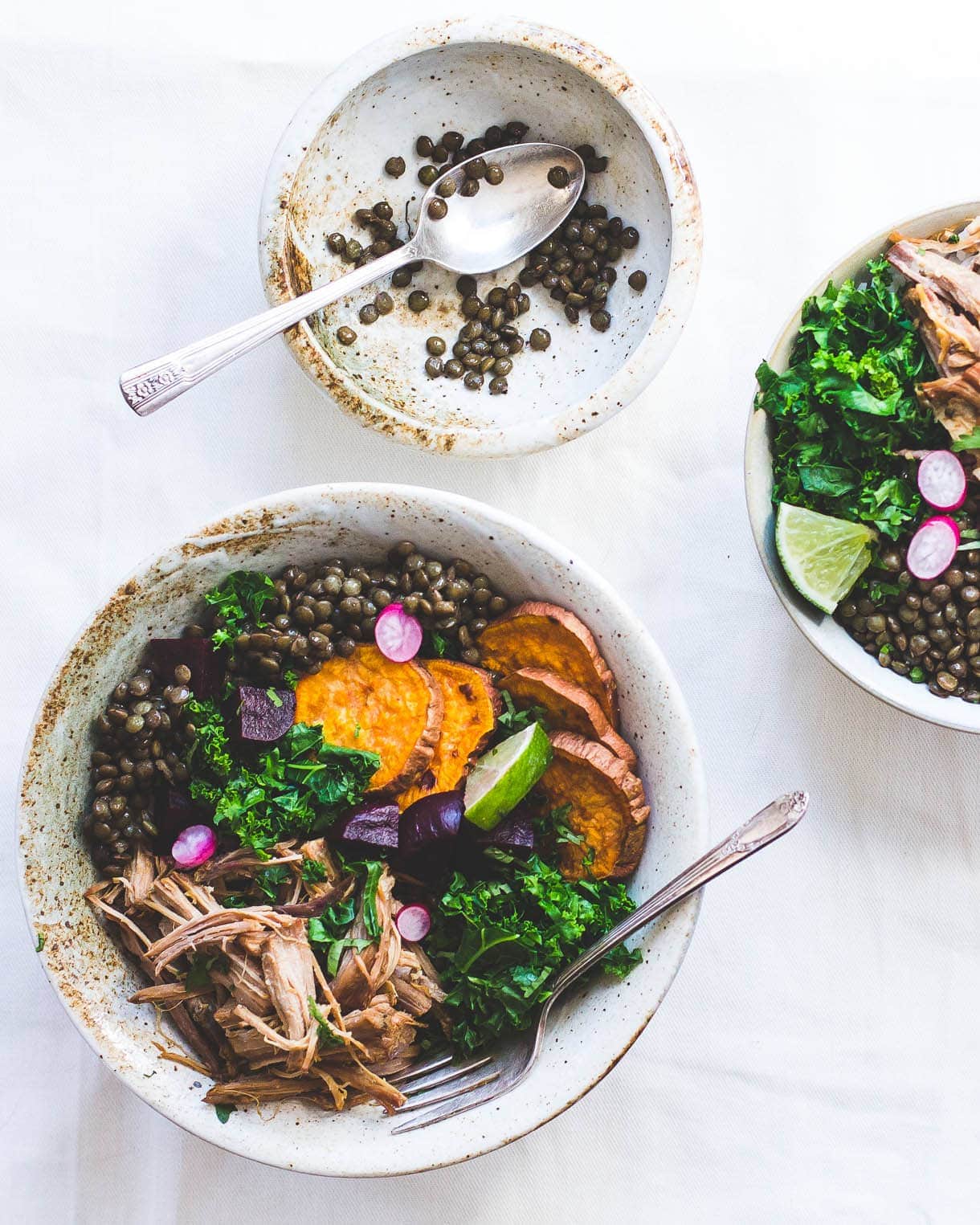 Wholesome Lentil Protein Bowls ~ made with roasted vegatables, steamed greens. basically leftovers!