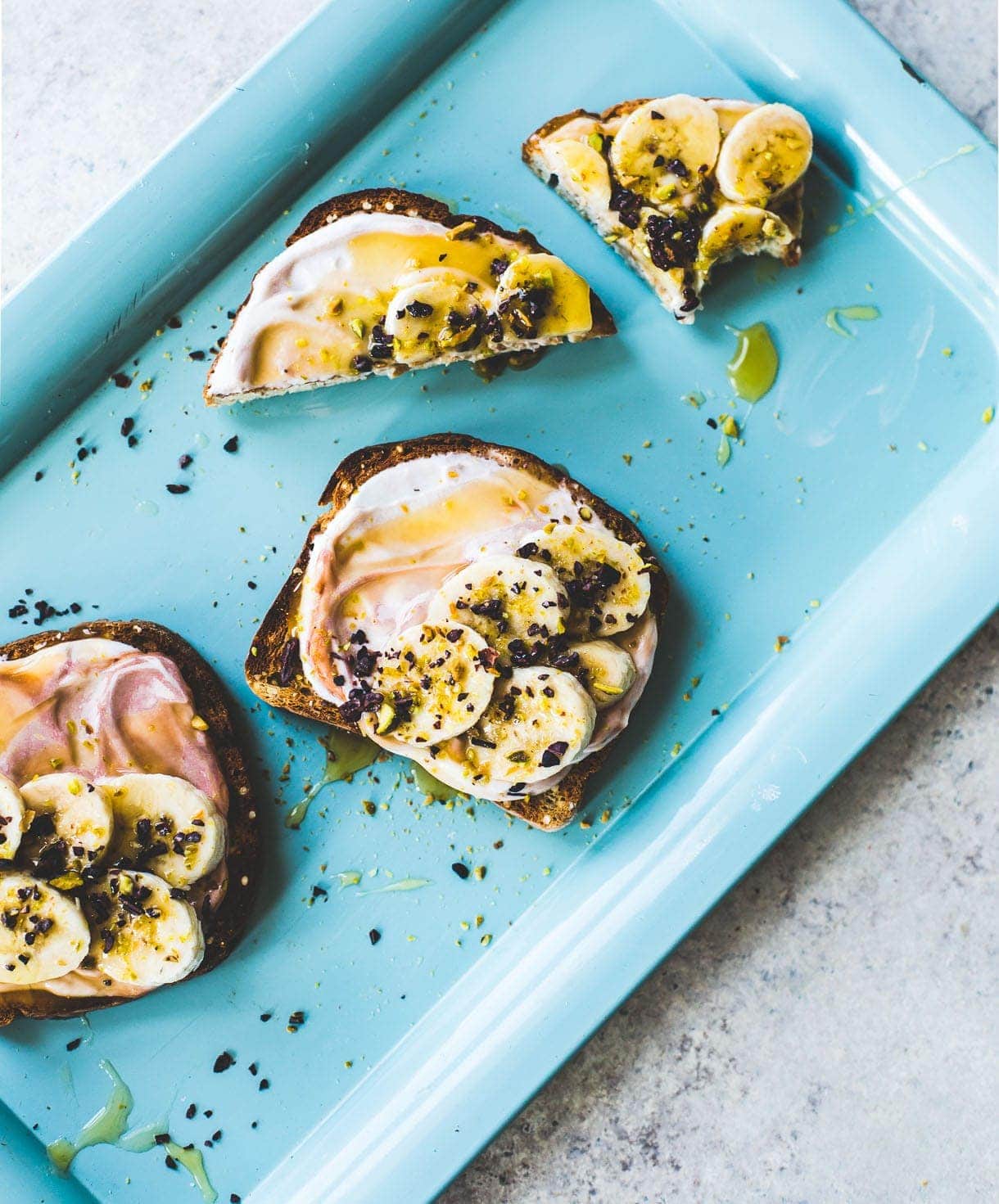 Banana Breakfast with Tart Cherry Yogurt + Cacao Nibs