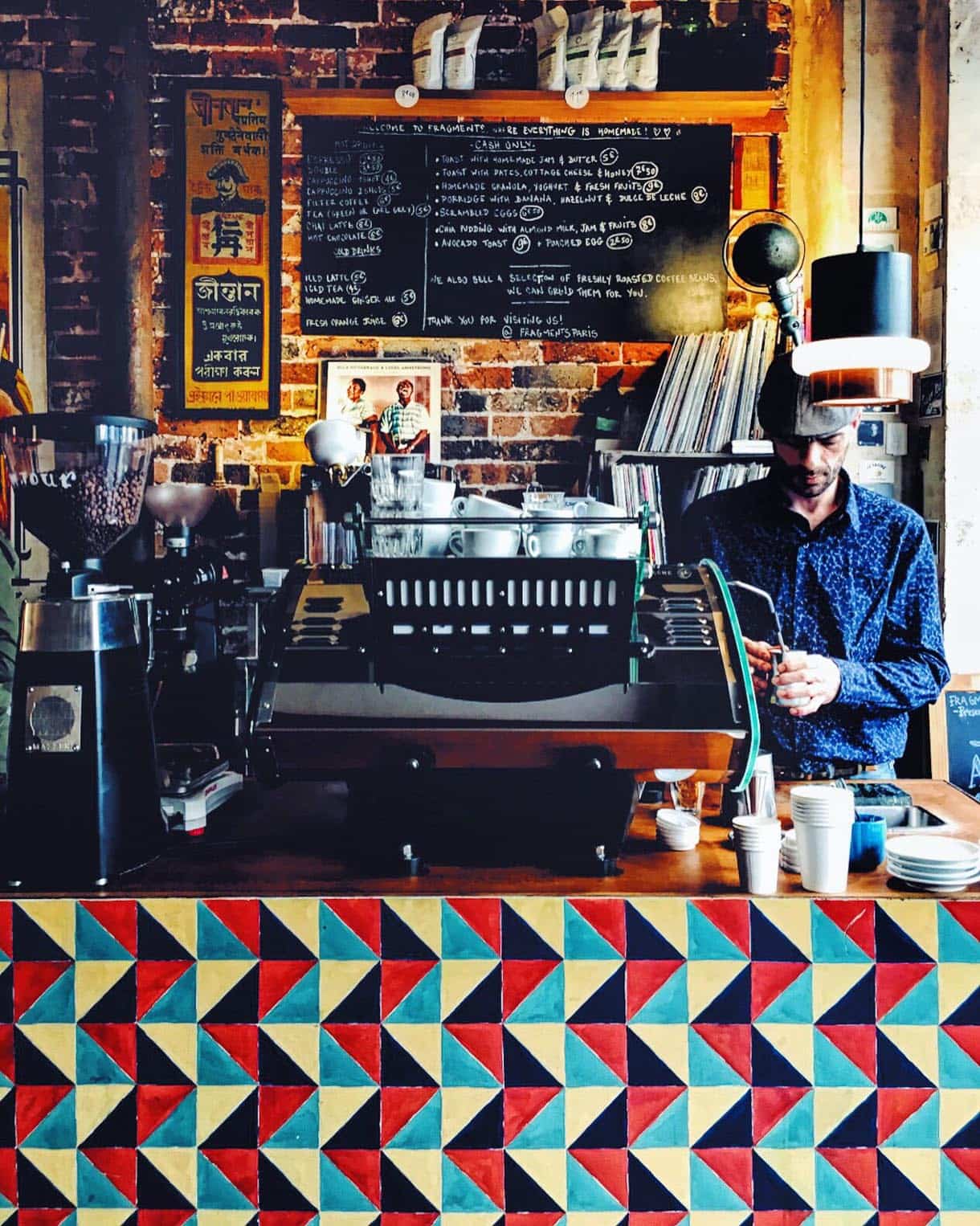 Barista at Fragments, Paris -- fantastic local coffee shop