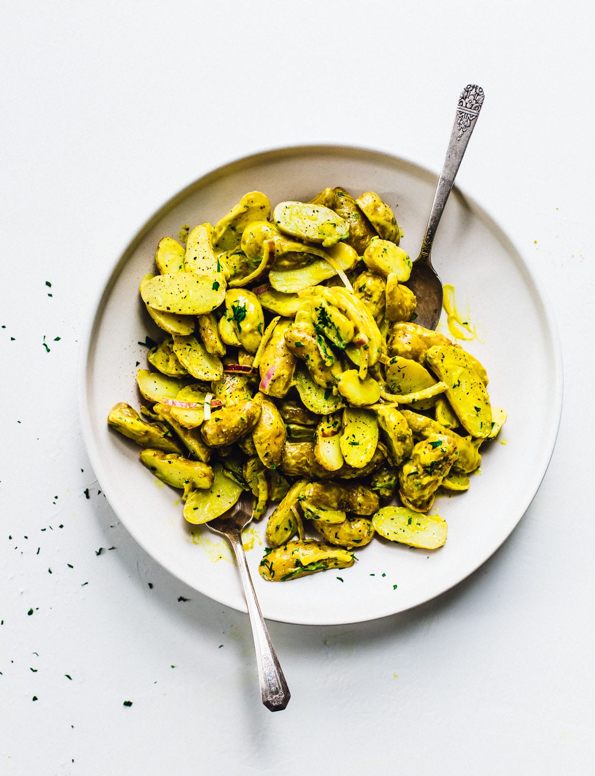 Turmeric Potato Salad / vegan potato salad / fingerling potato salad