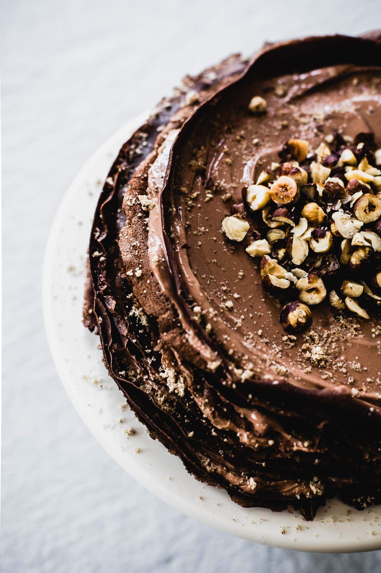 Gluten-Free Chocolate Crepe Cake with Hazelnut Cream