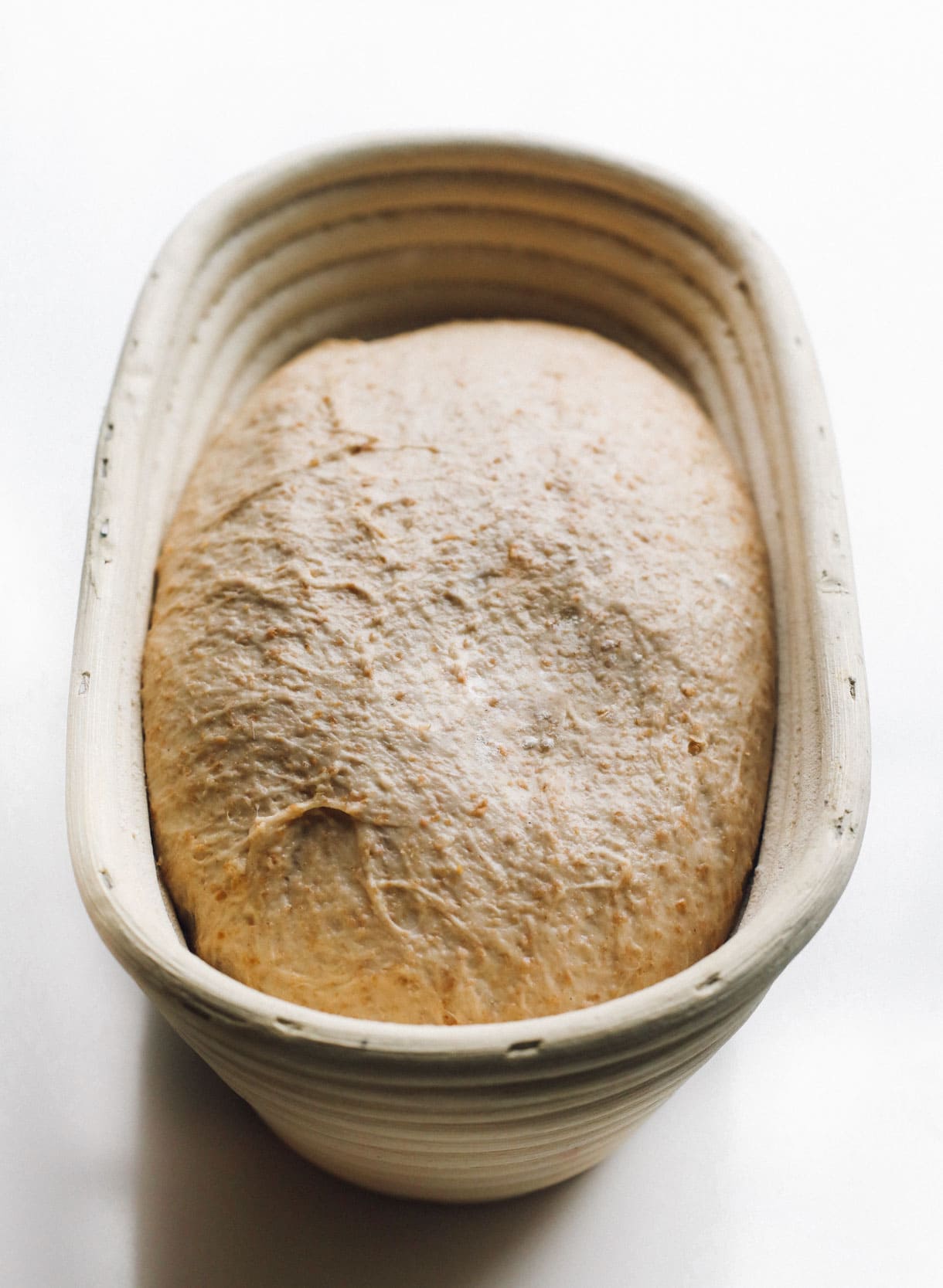 sourdough brad in an oval banneton