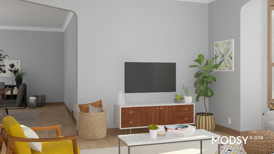 Mid Century Modern Media Console, Living Room