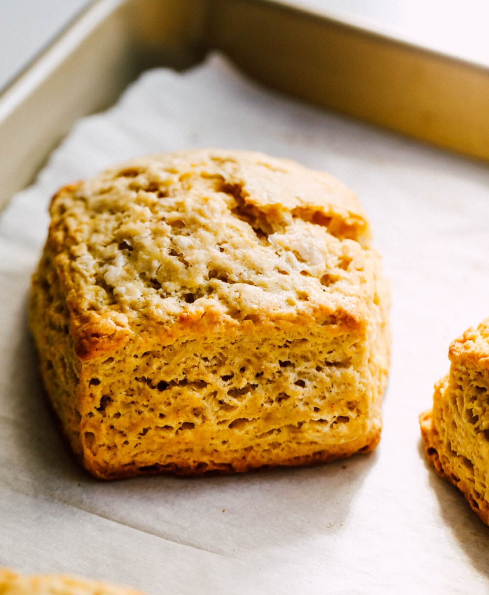 sourdough pumpkin scones on baking sheet
