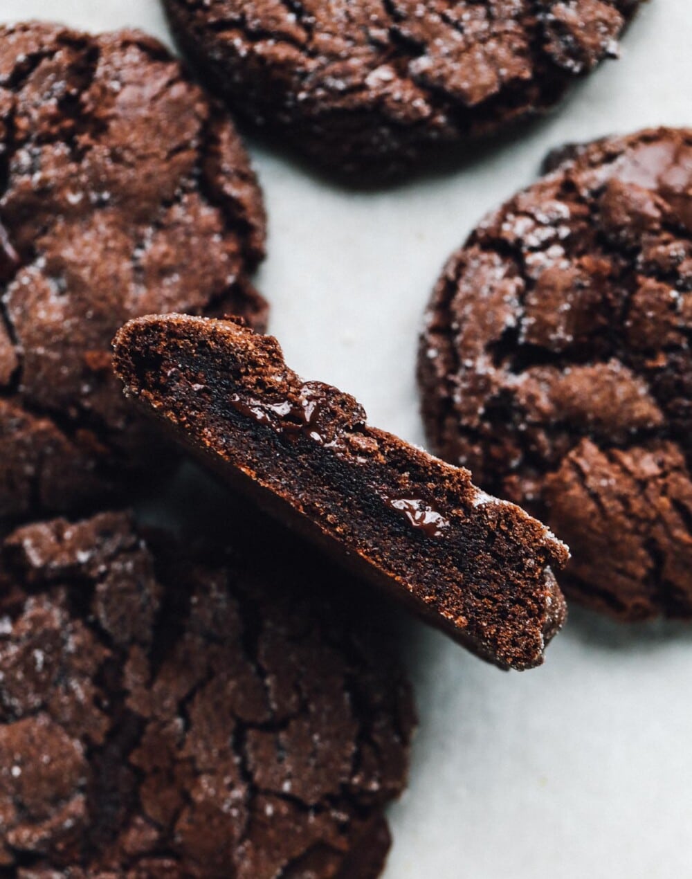 interior photo of gluten-free chocolate cookie cut in half