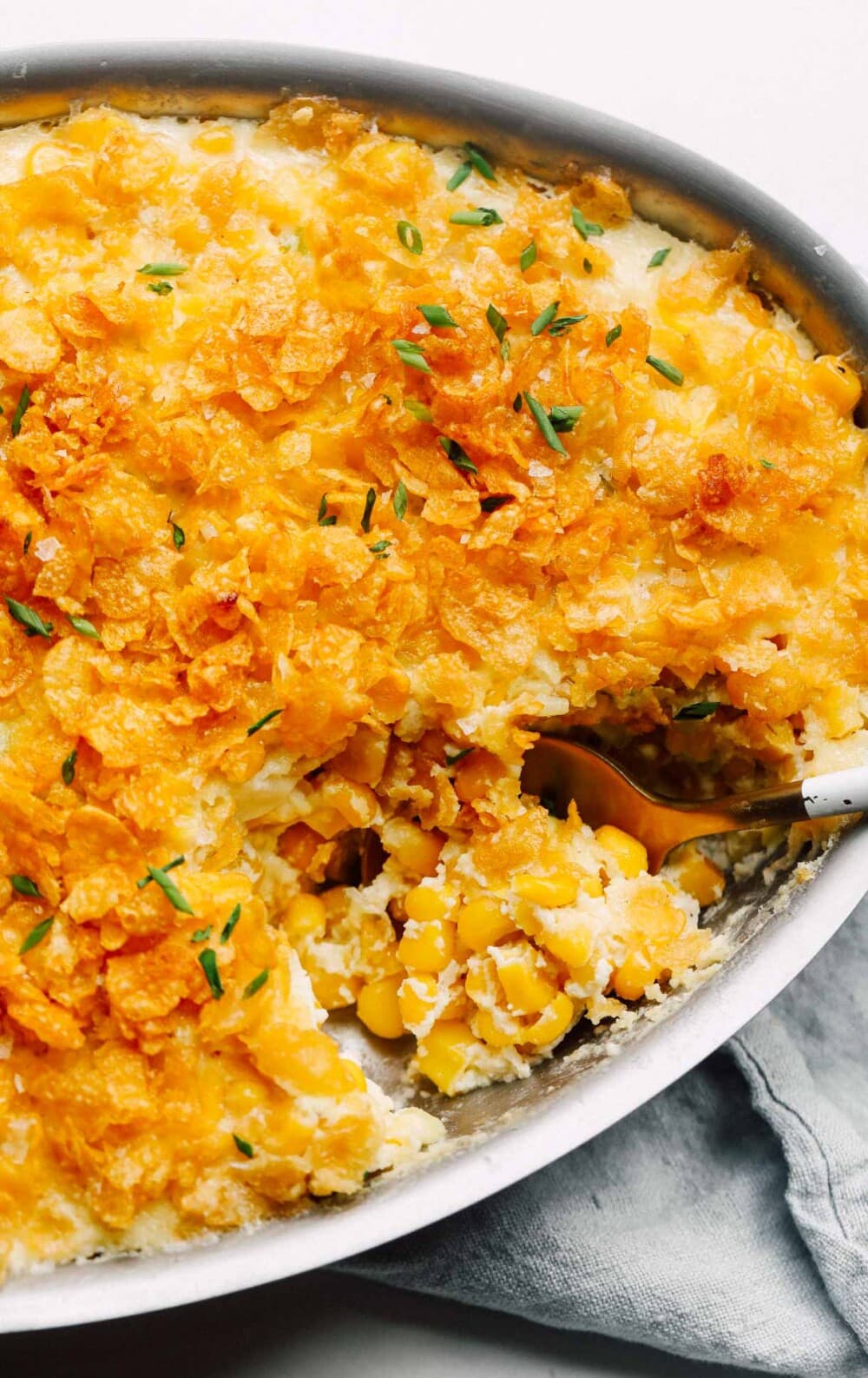 baked corn casserole in baking dish