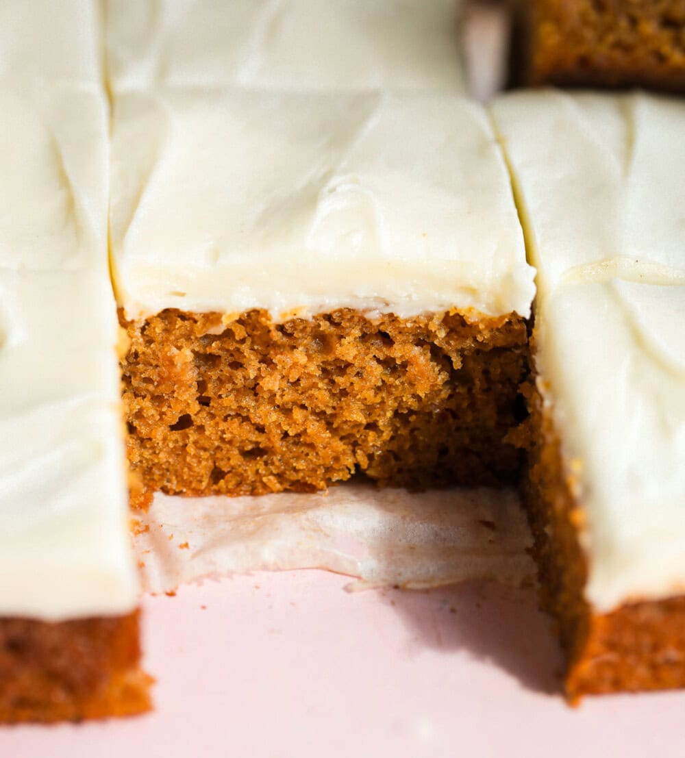 gluten-free pumpkin bars, sliced