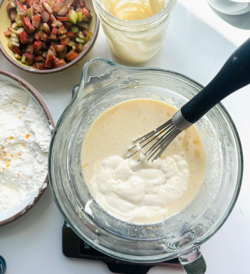 mixing sourdough discard into muffin batter